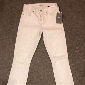 White snake skin skinny jeans